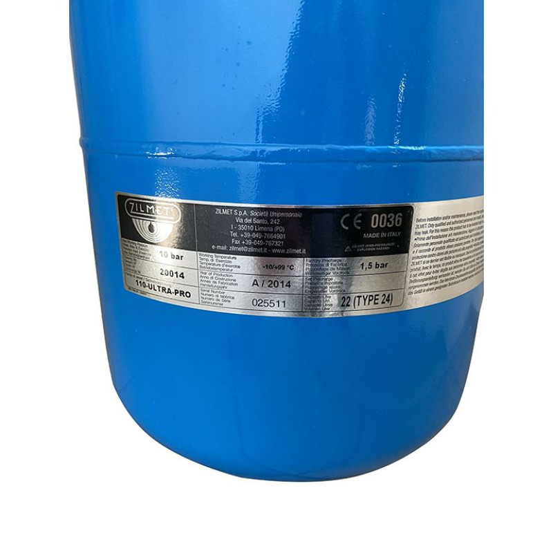 Гідроаккумулятор 24л Zilmet ultra-pro 10bar ВЕРТИКАЛЬНИЙ, нерж. фланець, 3/4"