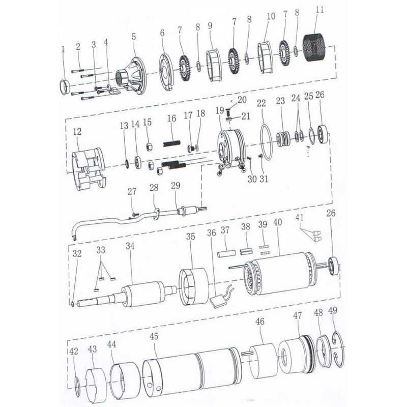 Насос Dongyin 777302 вихровий 0.75кВт H 54(30)м Q 40(20)л/хв Ø75мм (3SKm100)