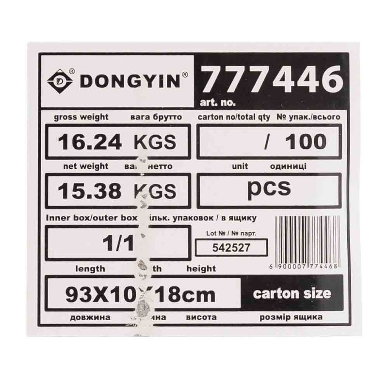 Насос Dongyin 777448 Центробежный 0.75кВт H 113(92)м Q 55(30)л/мин Ø102мм 60м кабеля (4SEm2/16)