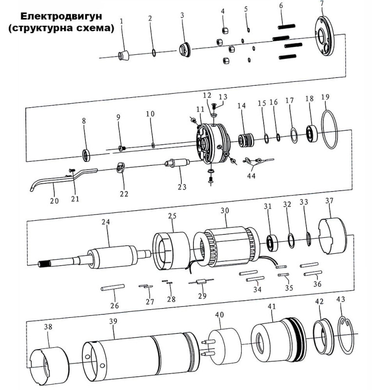 Насос Dongyin 777448 Центробежный 0.75кВт H 113(92)м Q 55(30)л/мин Ø102мм 60м кабеля (4SEm2/16)