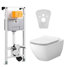 Комплект інсталяція OLI 120 PLUS + унітаз VIRGO B245 CLEAN ON із сидінням Soft Close дюропласт